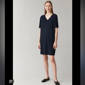 COS Navy V Neck Knit Dress Size XS
